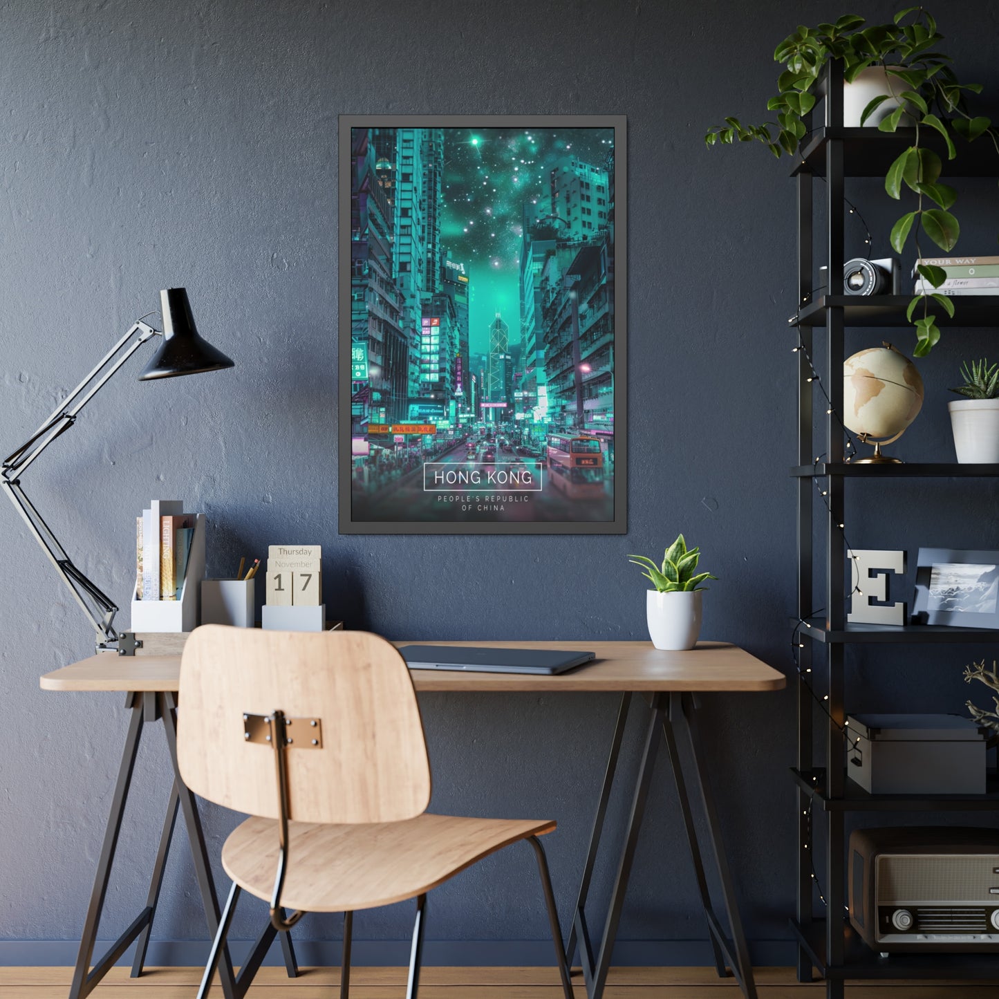 Neon Nightscape: Hong Kong (Framed Paper Posters)