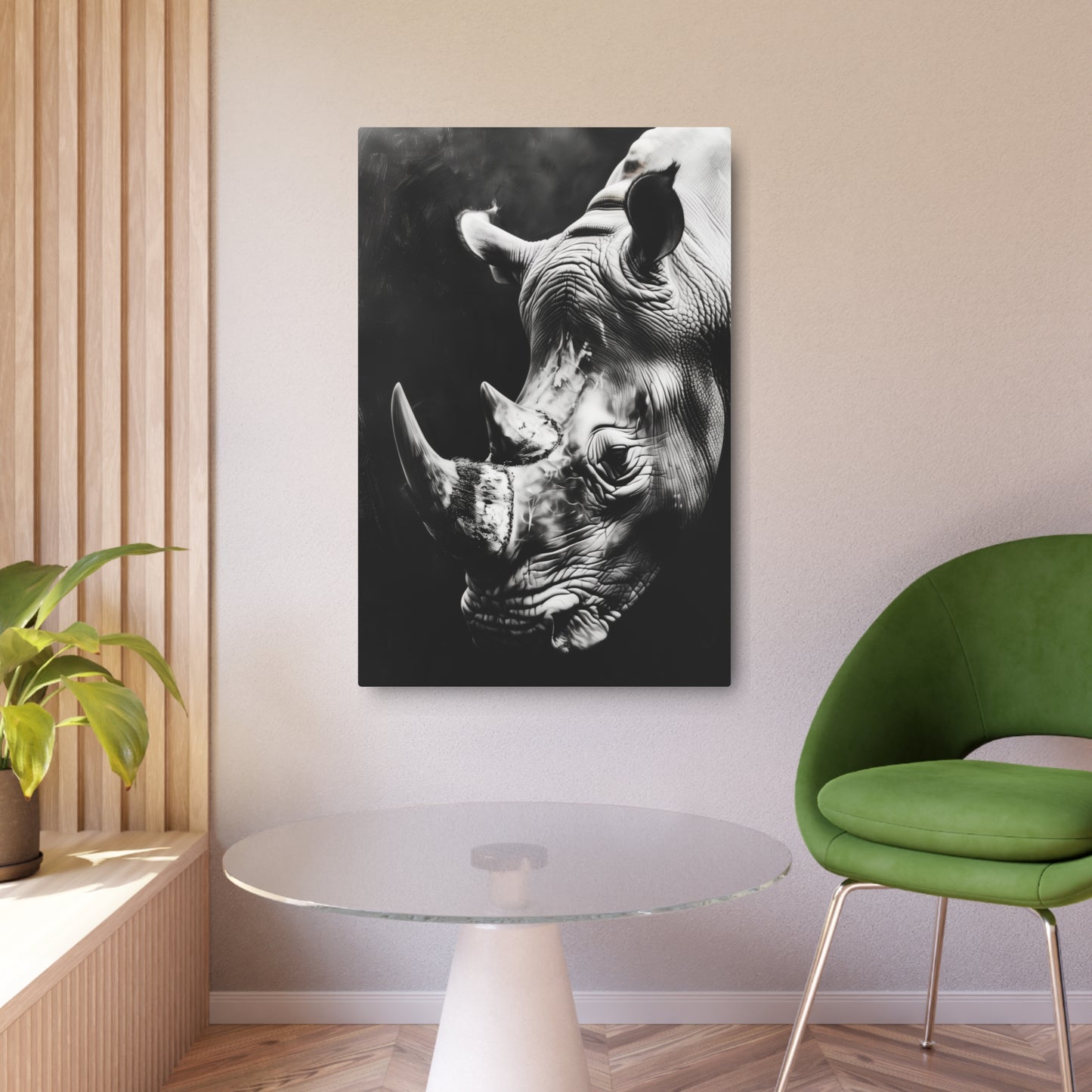 Black and White Rhinoceros (Metal Art Sign)