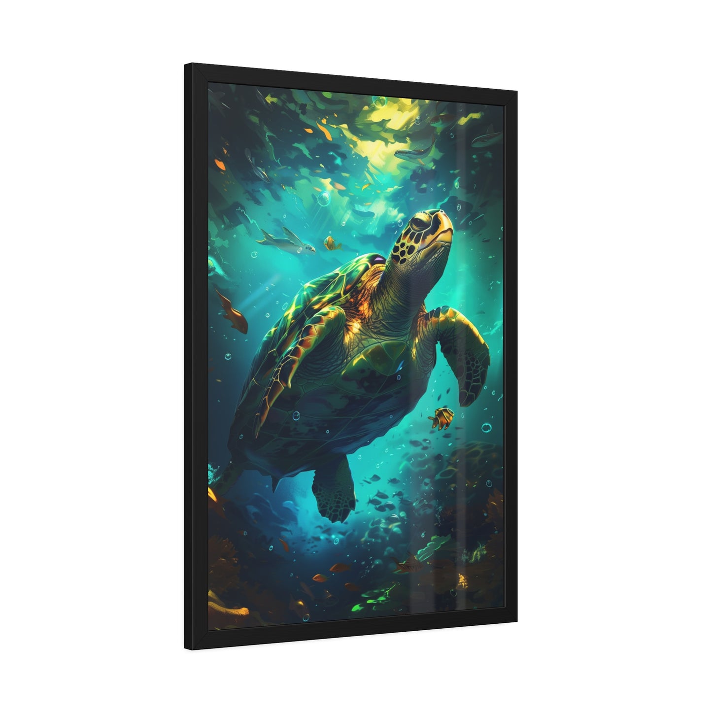 Underwater Sea Turtle (Framed Paper Posters)