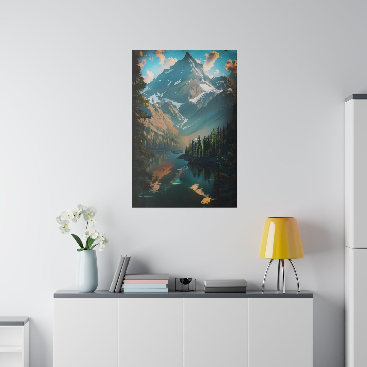 Mountain Cityscape (Matte Canvas, Stretched)