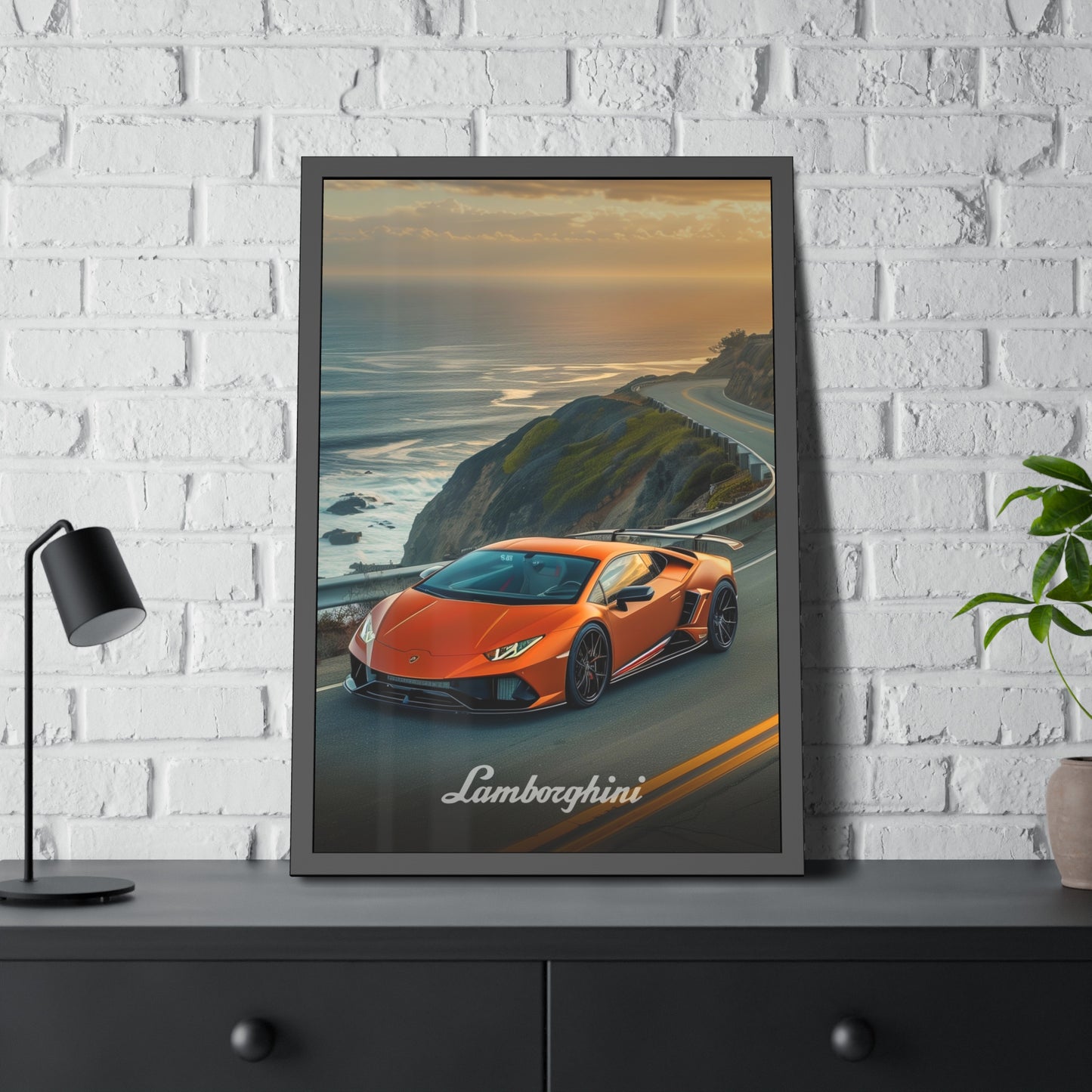 Orange Lamborghini (Framed Paper Posters)