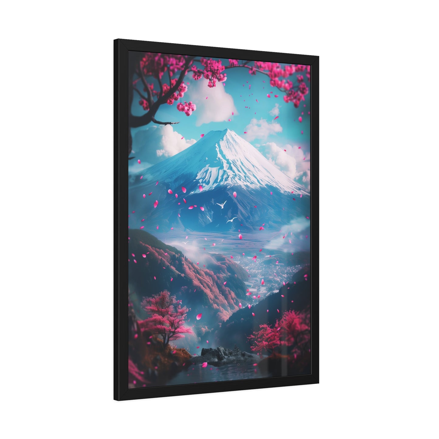 Cherry Blossom Mountain (Framed Paper Posters)