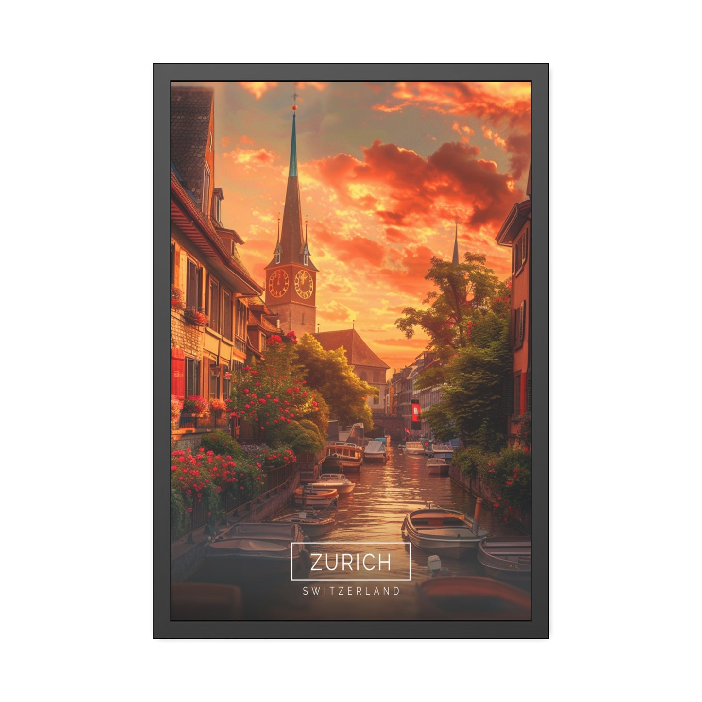 Zurich at Sunset (Framed Paper Posters)