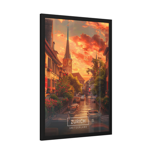 Zurich at Sunset (Framed Paper Posters)