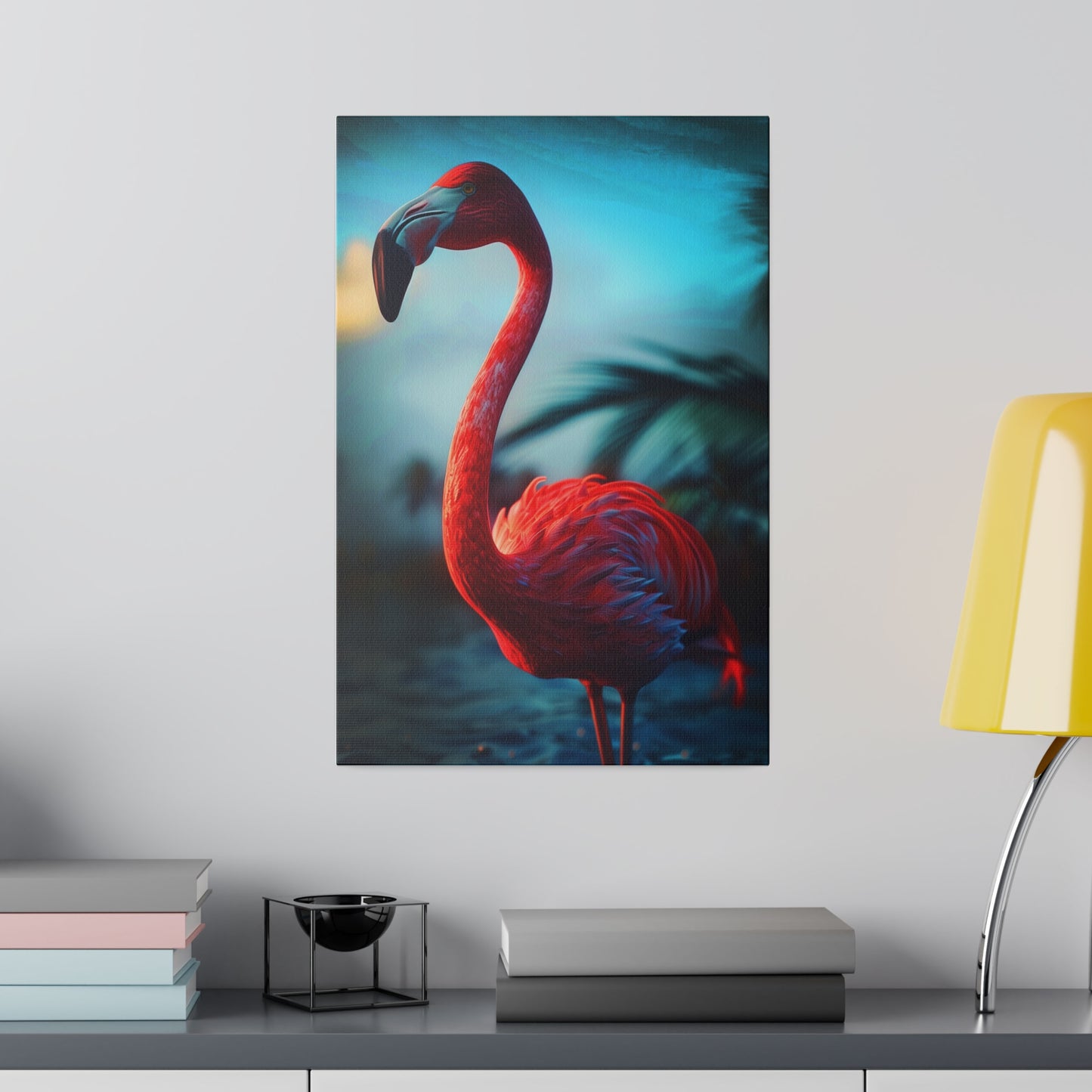 Dramatic Sky and Flamingo (Matte Canvas, Stretched)