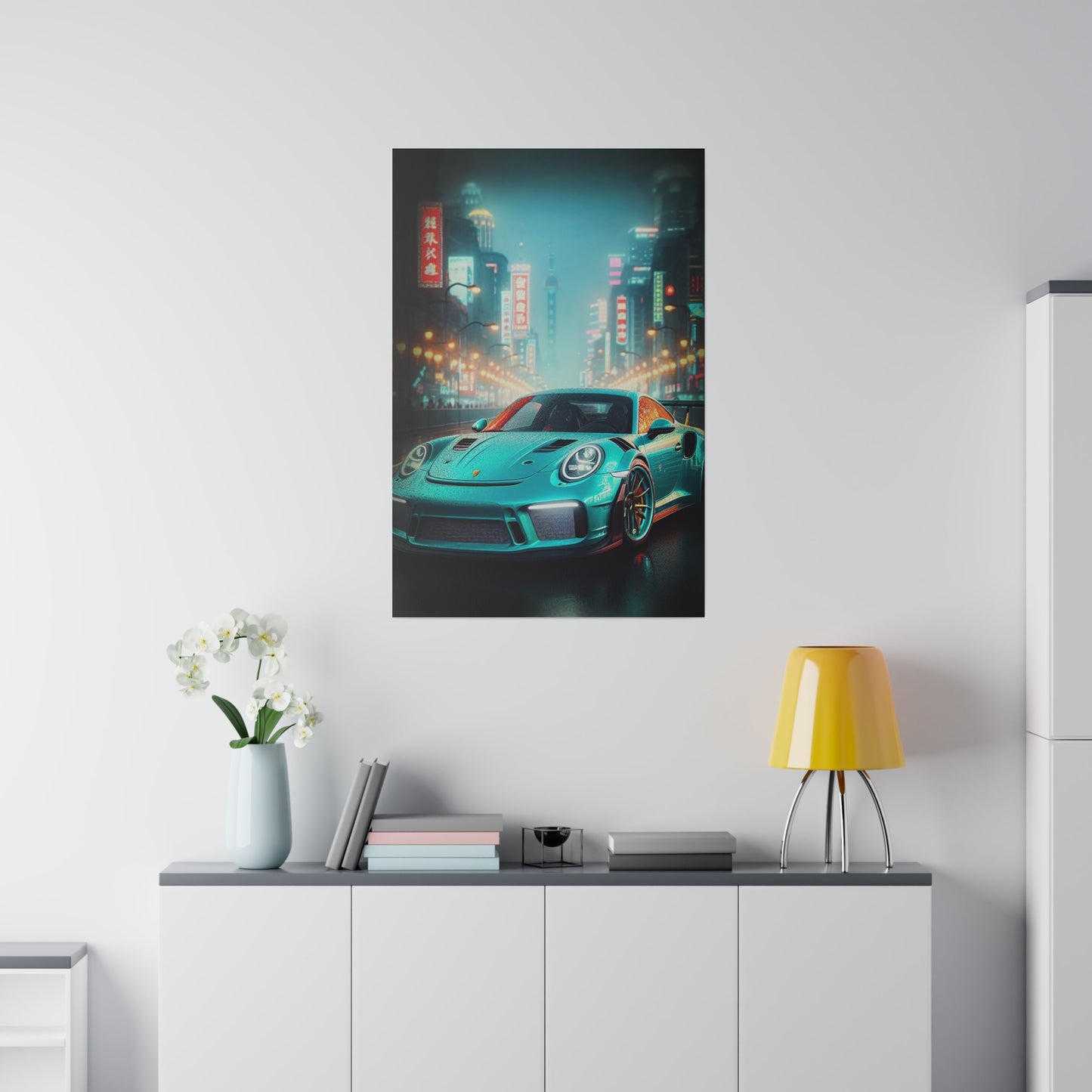 Neon Metropolis &amp; Machine (Matte Canvas, Stretched)