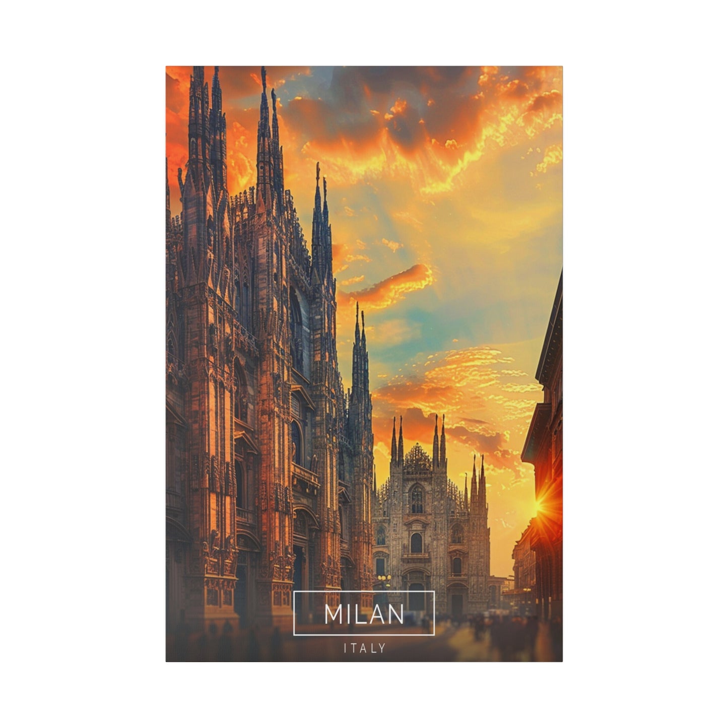 Milan Cathedral Sunset (Matte Canvas, Stretched)