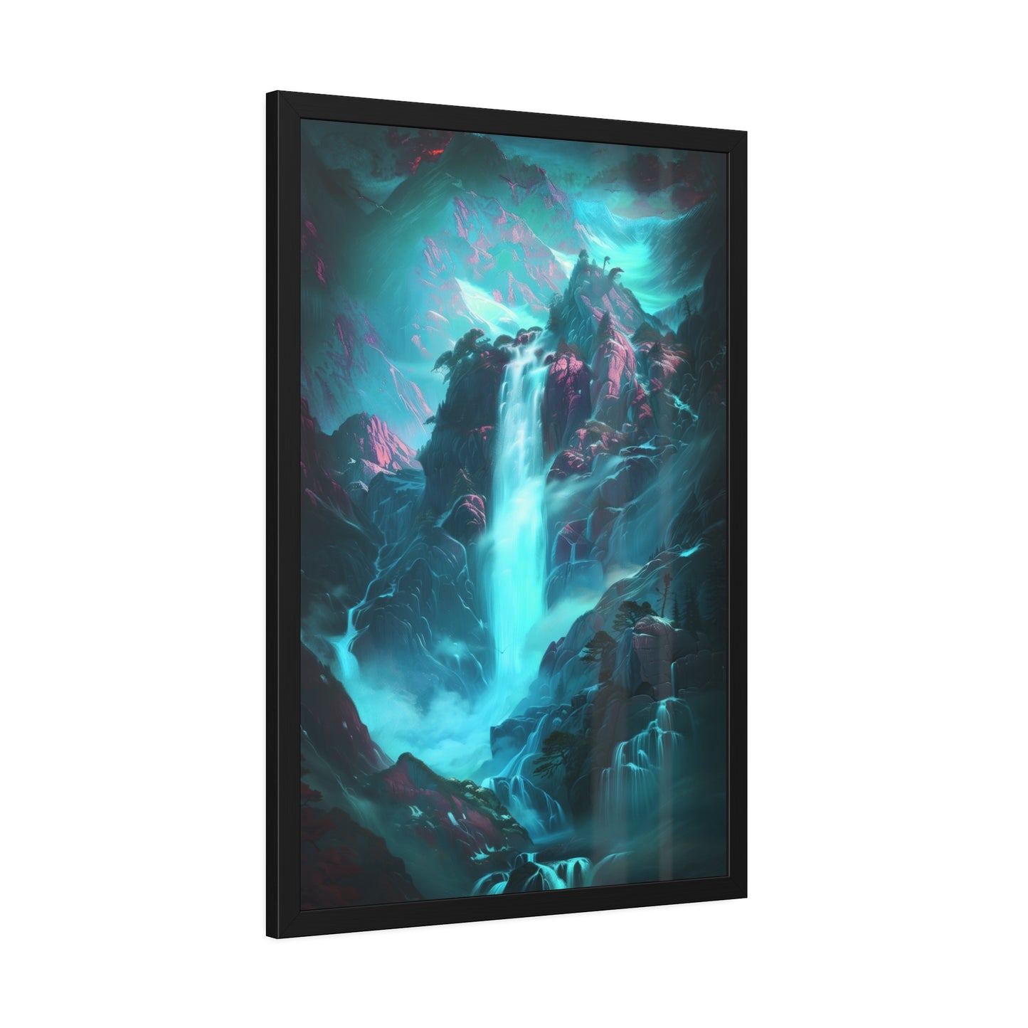 Mountain Waterfall (Framed Paper Posters)