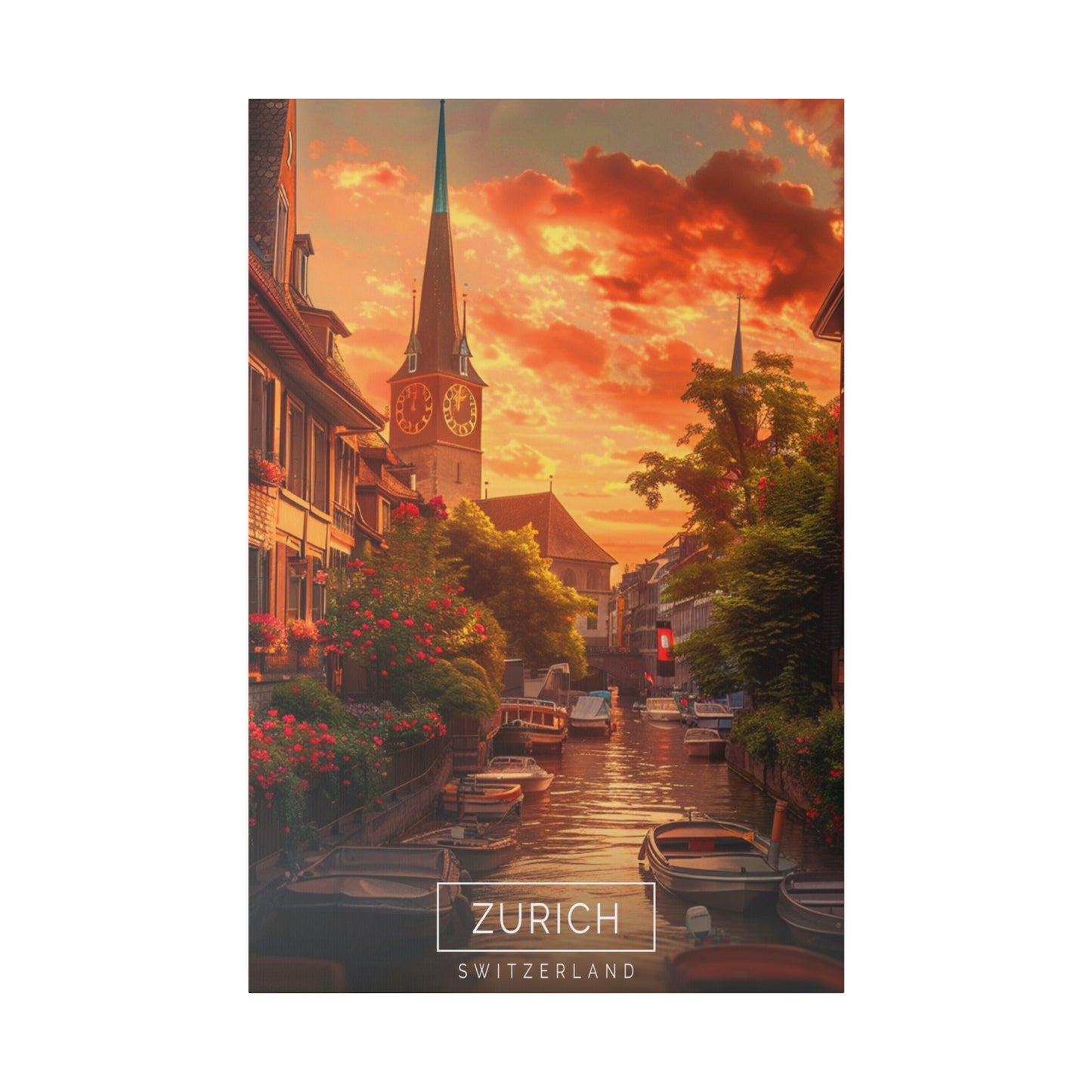 Zurich at Sunset (Matte Canvas, Stretched)