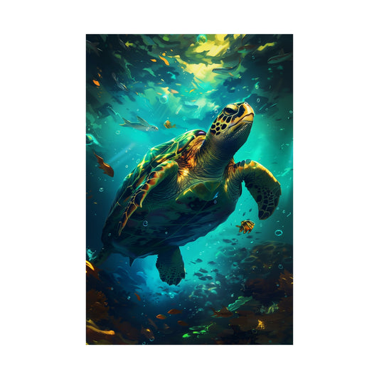 Underwater Sea Turtle (Matte Vertical Posters)