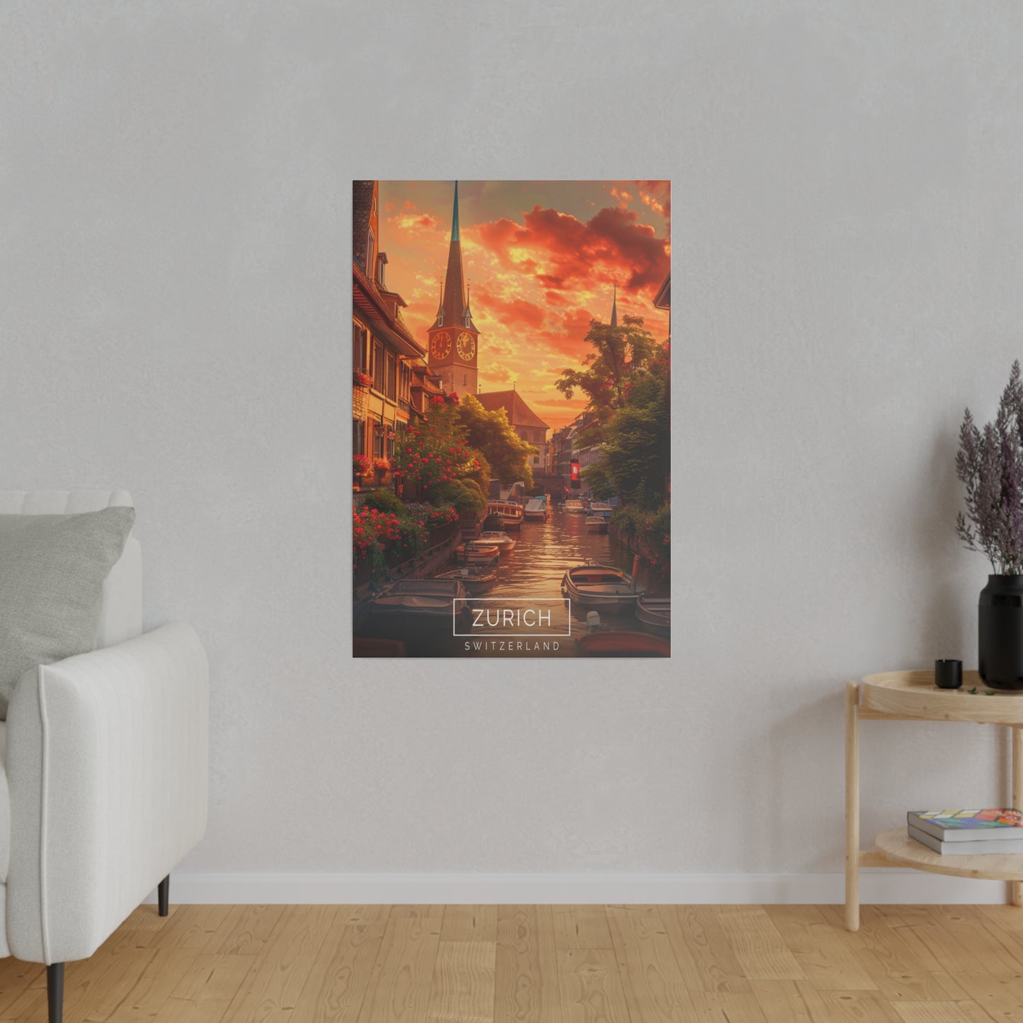 Zurich at Sunset (Matte Canvas, Stretched)