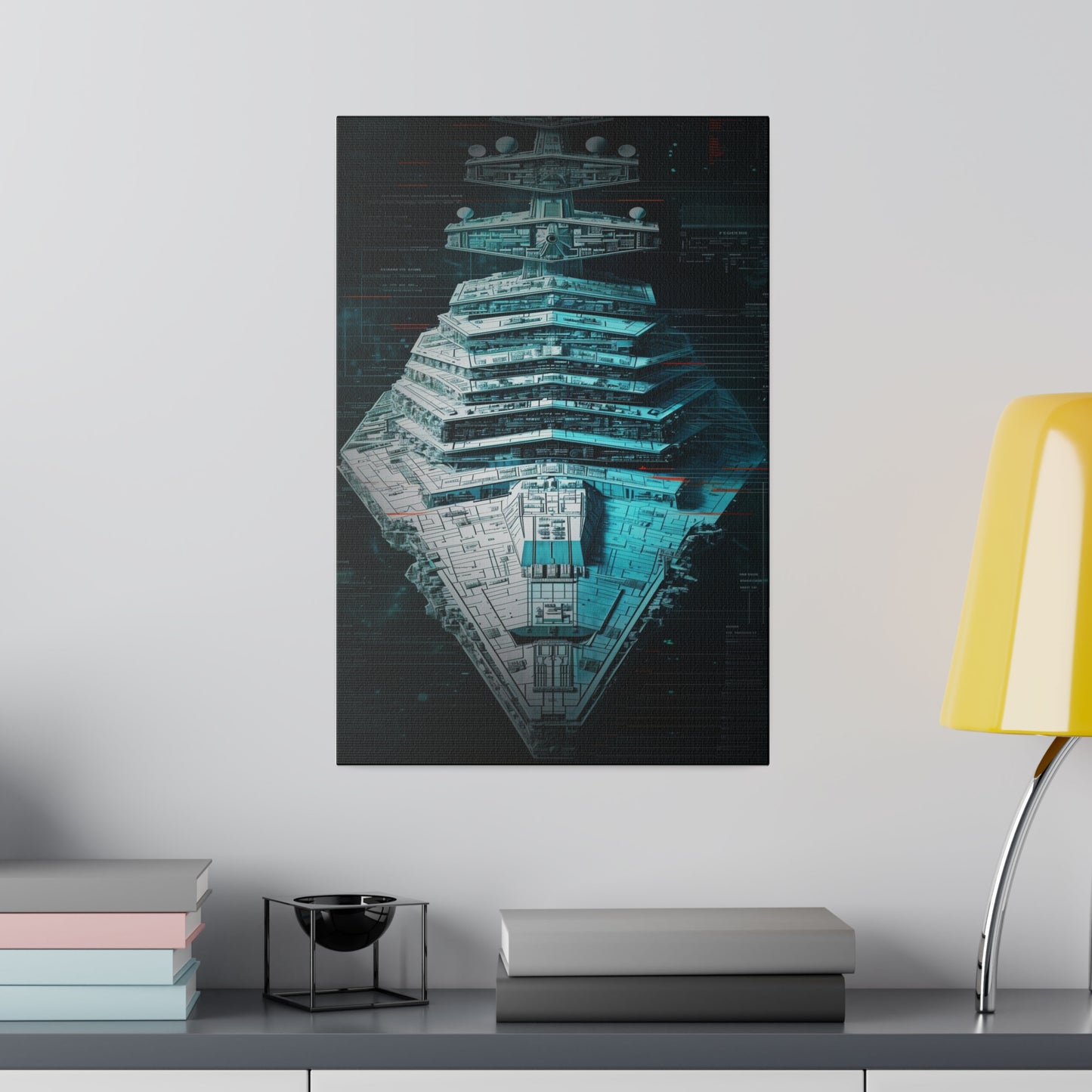 Interstellar Vessel: Technical Blueprint (Matte Canvas, Stretched)