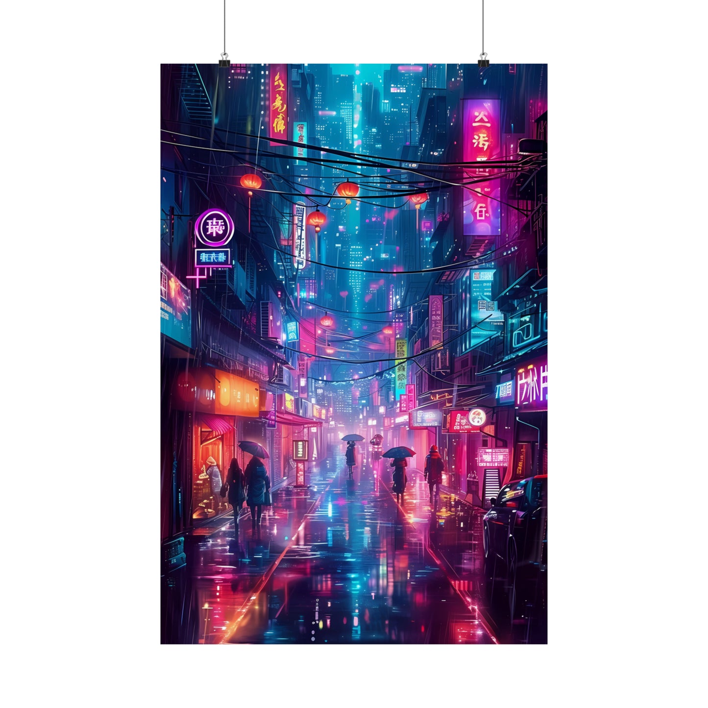 Neon Rainwalk (Matte Vertical Posters)