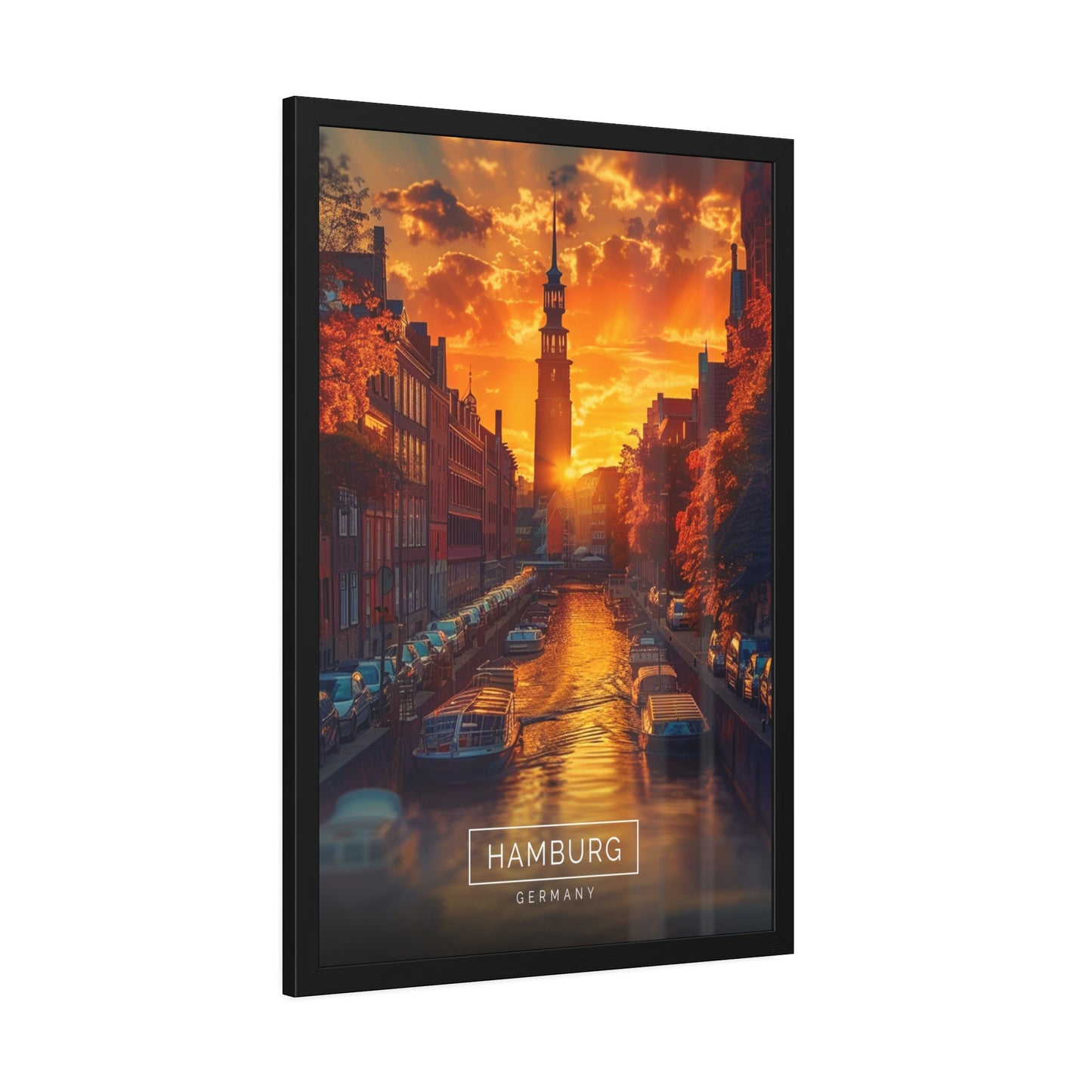 Hamburg Harbor Glow (Framed Paper Posters)