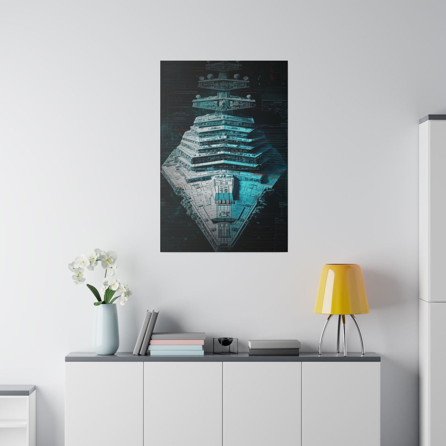 Interstellar Vessel: Technical Blueprint (Matte Canvas, Stretched)