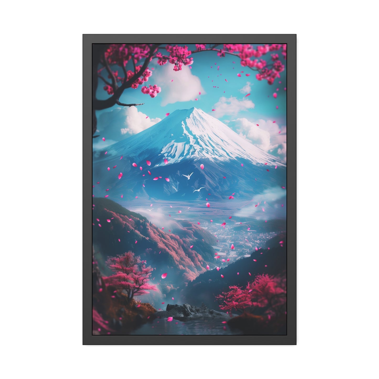 Cherry Blossom Mountain (Framed Paper Posters)