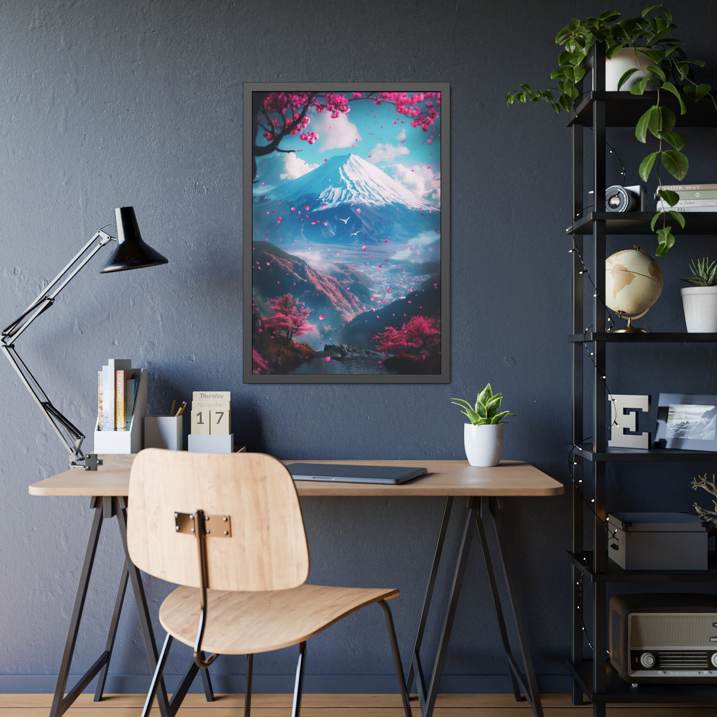 Cherry Blossom Mountain (Framed Paper Posters)