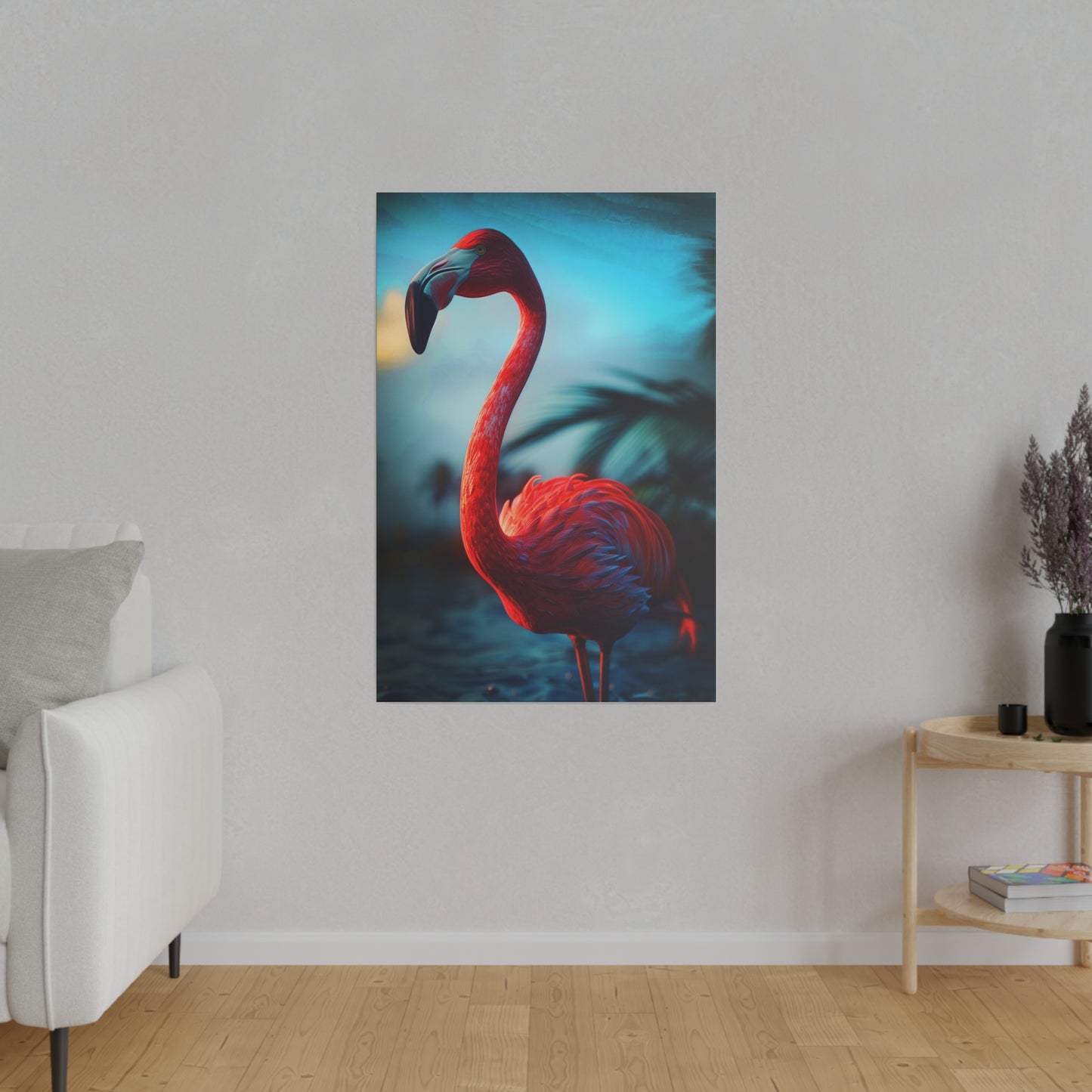 Dramatic Sky and Flamingo (Matte Canvas, Stretched)