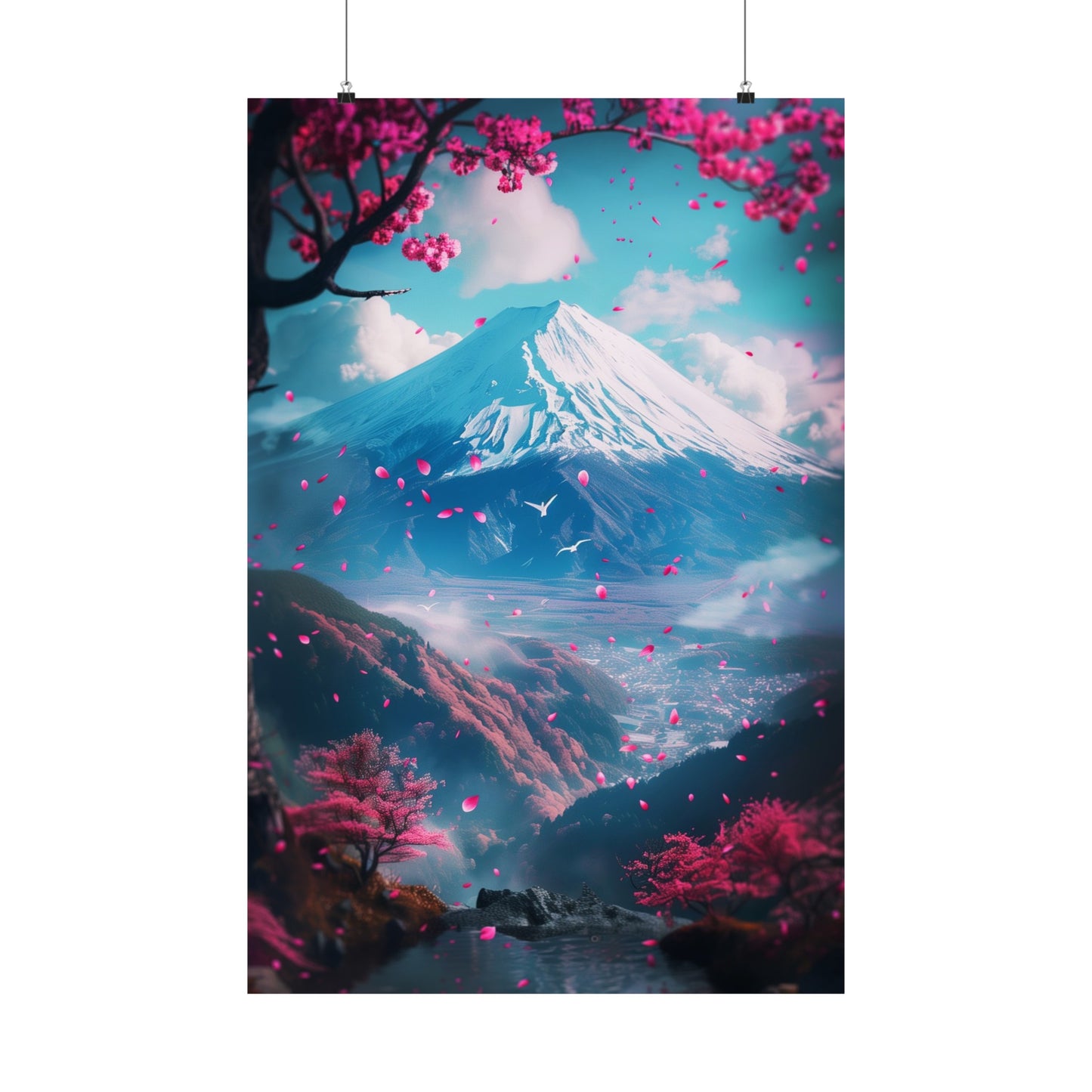 Cherry Blossom Mountain (Matte Vertical Posters)