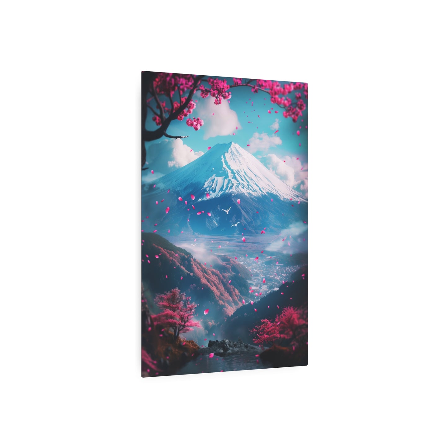 Cherry Blossom Mountain (Metal Art Sign)