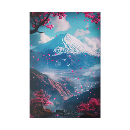 Cherry Blossom Mountain (Matte Canvas, Stretched)