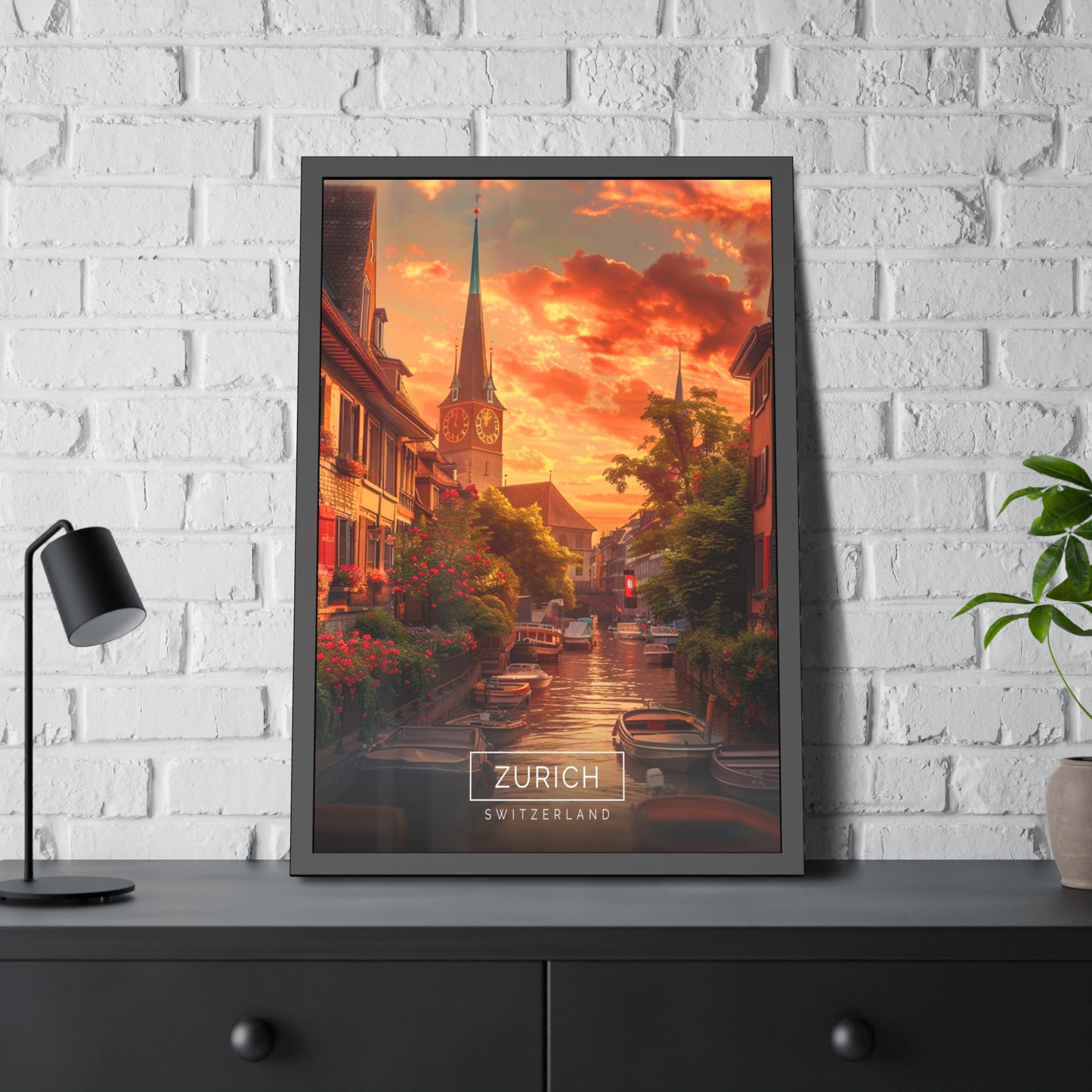 Zurich at Sunset (Framed Paper Posters)