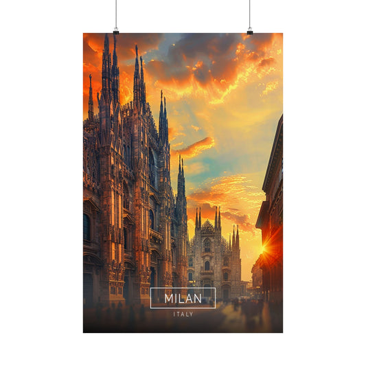 Milan Cathedral Sunset (Matte Vertical Posters)