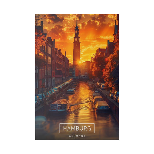 Hamburg Harbor Glow (Matte Canvas, Stretched)