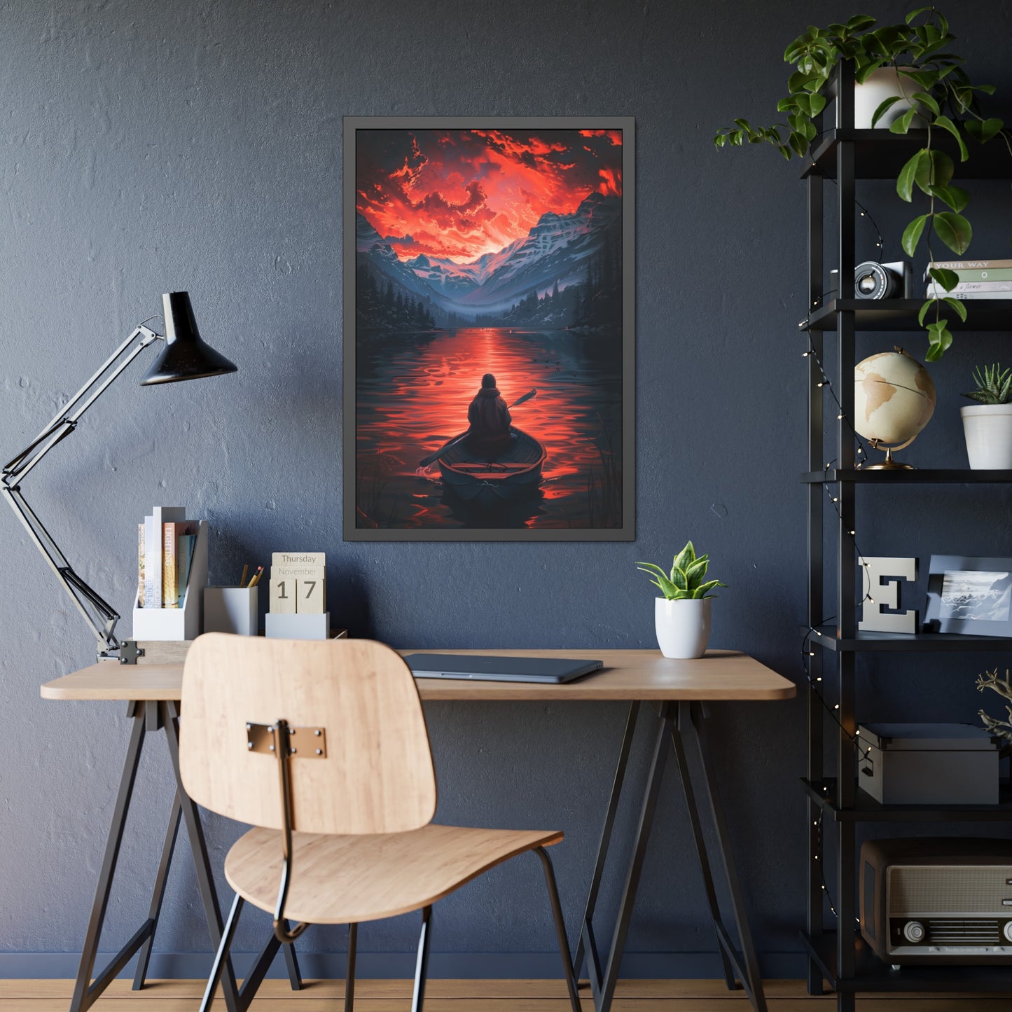 Sunset Lake Reflection (Framed Paper Posters)