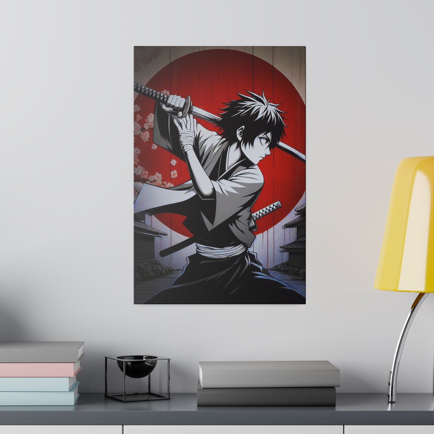 Samurai Silhouette: Honor in Shadows (Matte Canvas, Stretched)