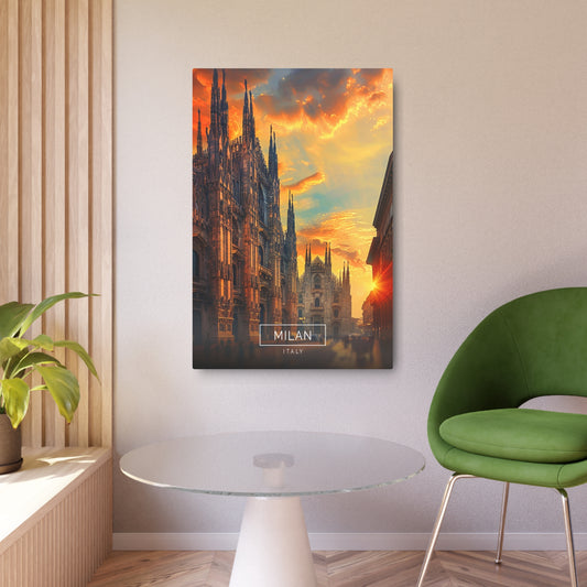 Milan Cathedral Sunset (Metal Art Sign)