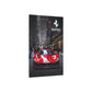 Red Ferrari on the streets of the metropolis (Metal Art Sign)