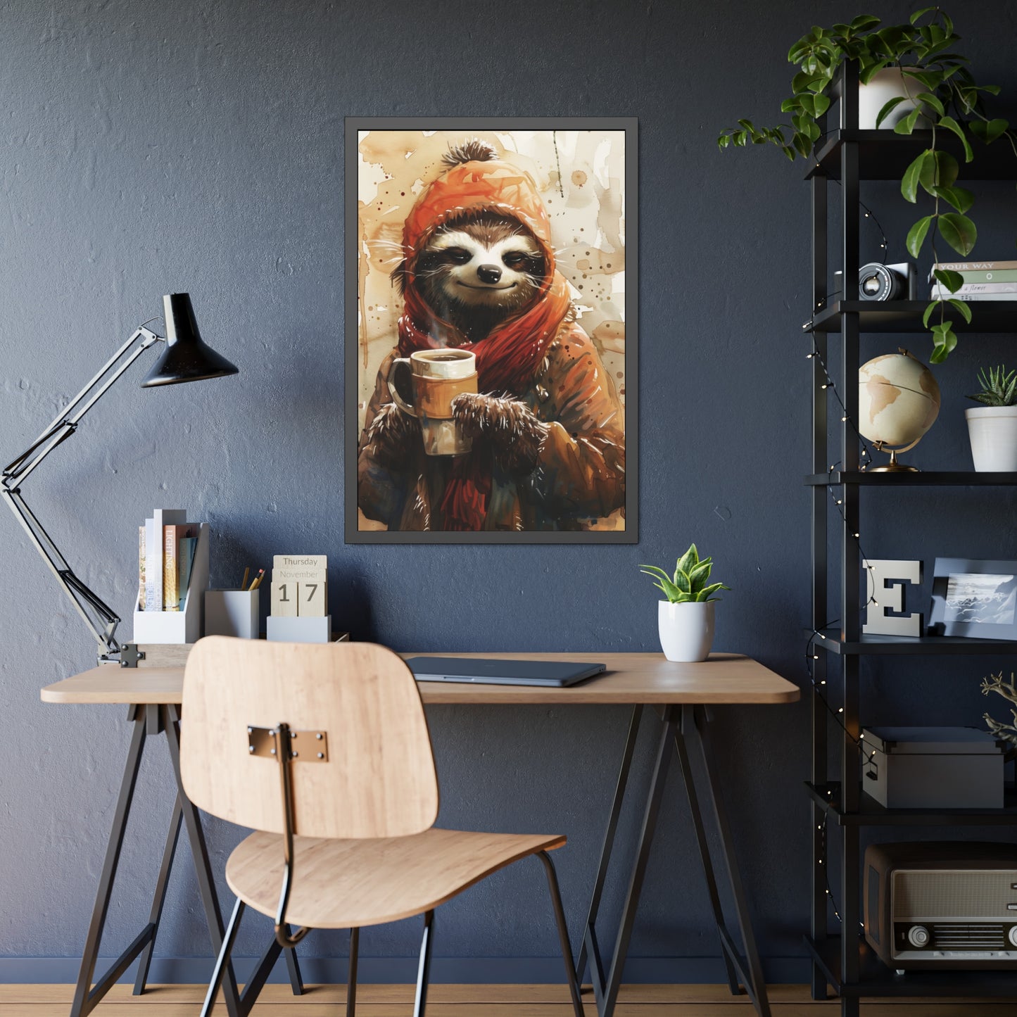 Warm and Cozy Sloth (Framed Paper Posters)