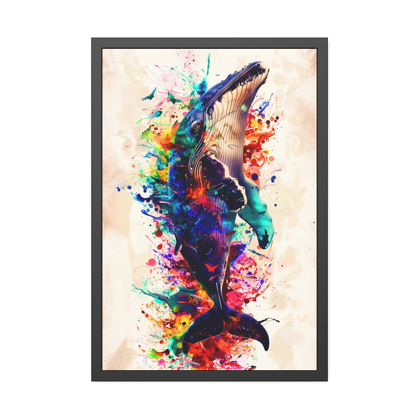 Colorful Whale Splash (Framed Paper Posters)