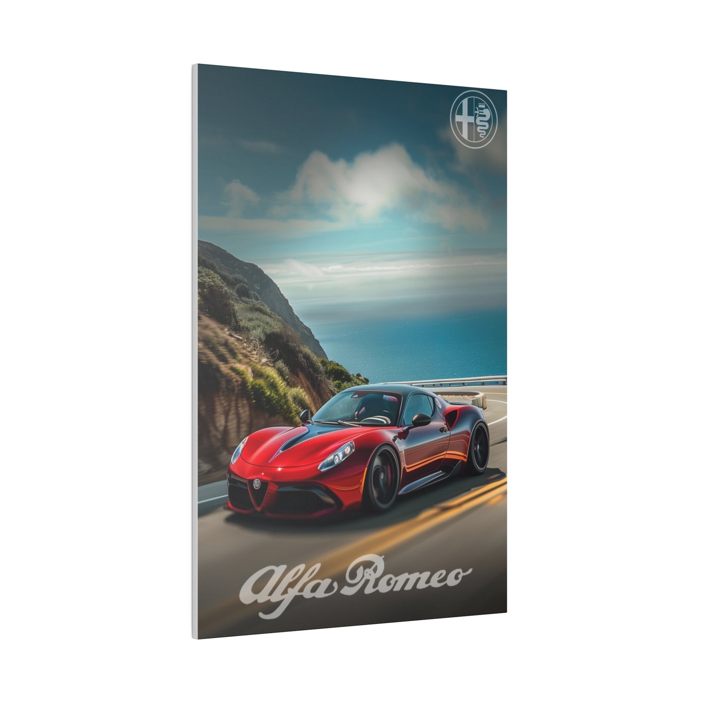 Velocity Aesthetics: Alfa Romeo's Elegance on the Coastal Drive (Matte Canvas, Stretched)