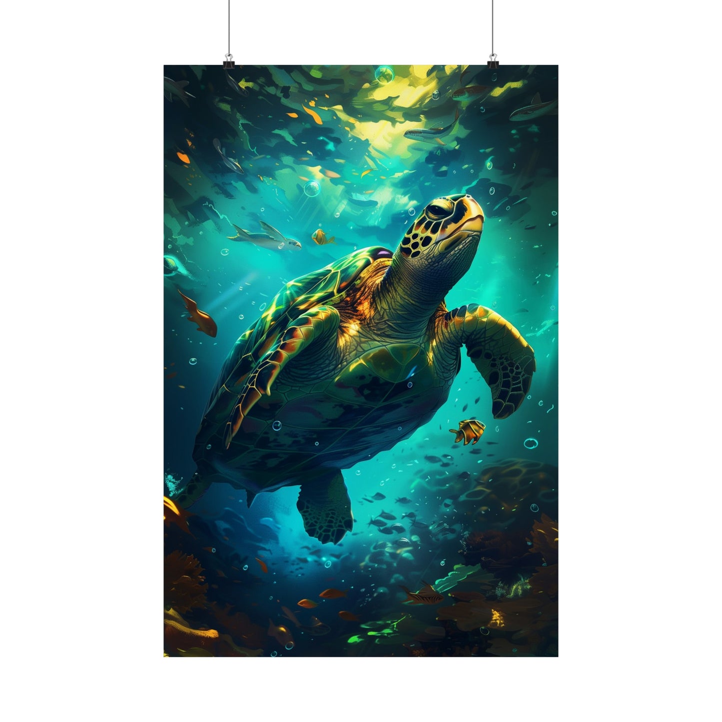 Underwater Sea Turtle (Matte Vertical Posters)