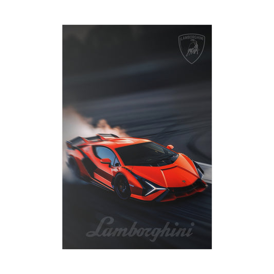 Red Lamborghini Drift (Matte Canvas, Stretched)