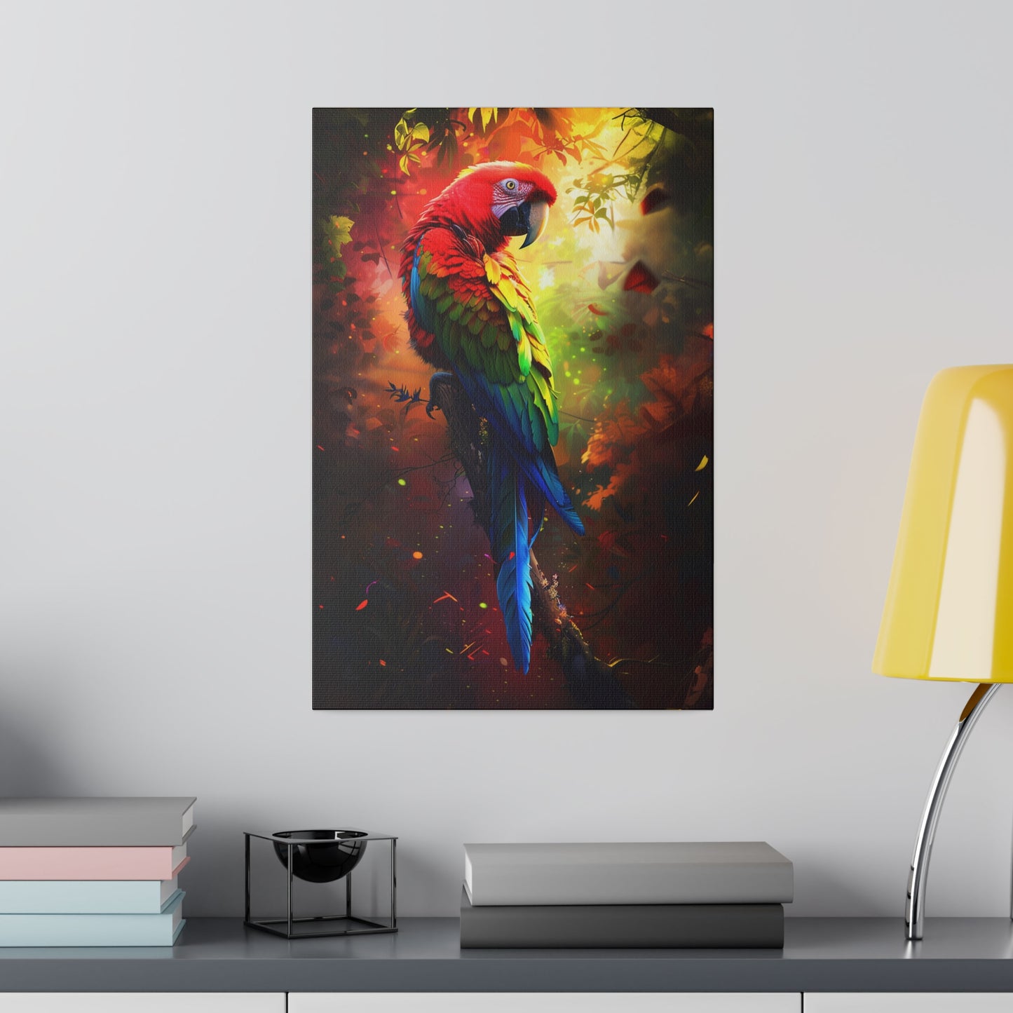 Vibrant Parrot Jungle (Matte Canvas, Stretched)