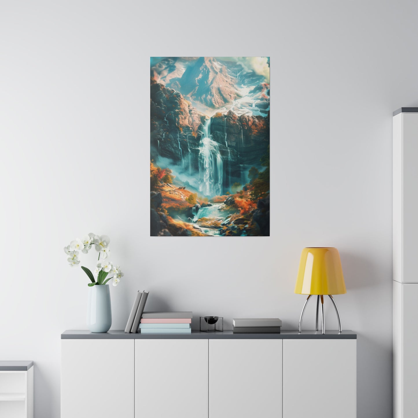 Mountain Waterfalls (Matte Canvas, Stretched)