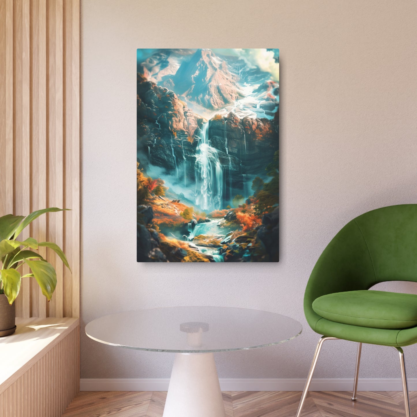 Mountain Waterfalls (Metal Art Sign)