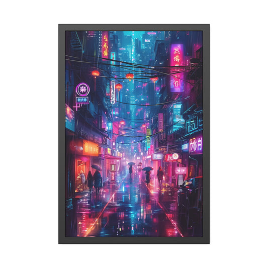 Neon Rainwalk (Framed Paper Posters)