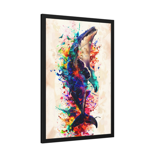 Colorful Whale Splash (Framed Paper Posters)