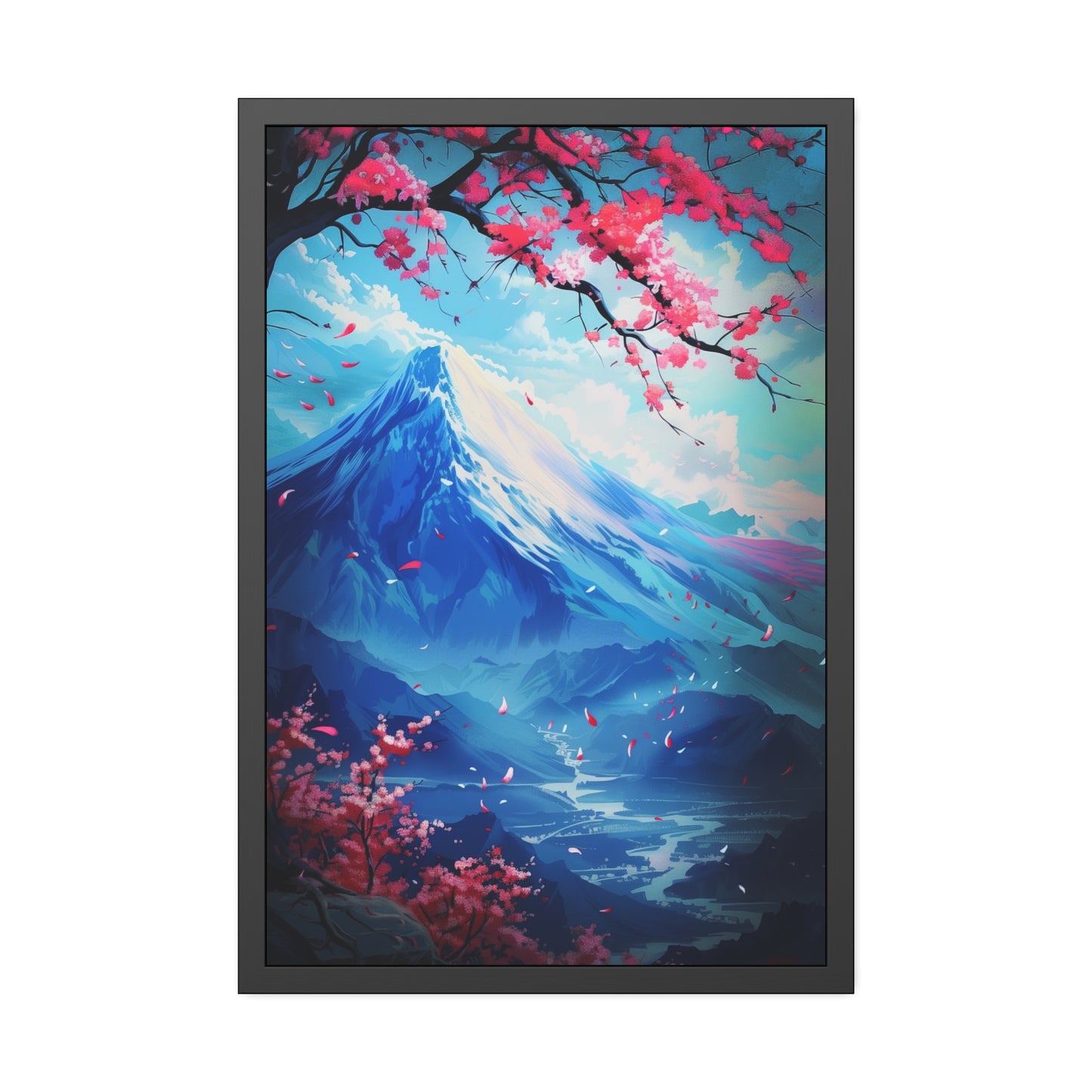 Cherry Blossom Landscape (Framed Paper Posters)