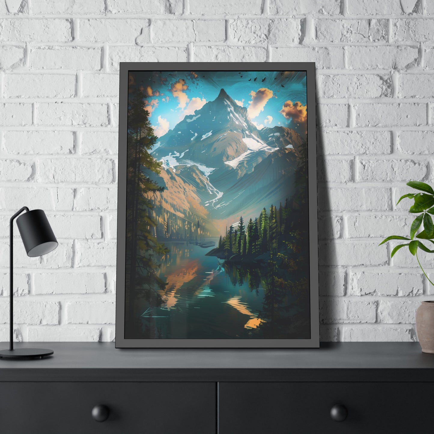 Mountain Cityscape (Framed Paper Posters)