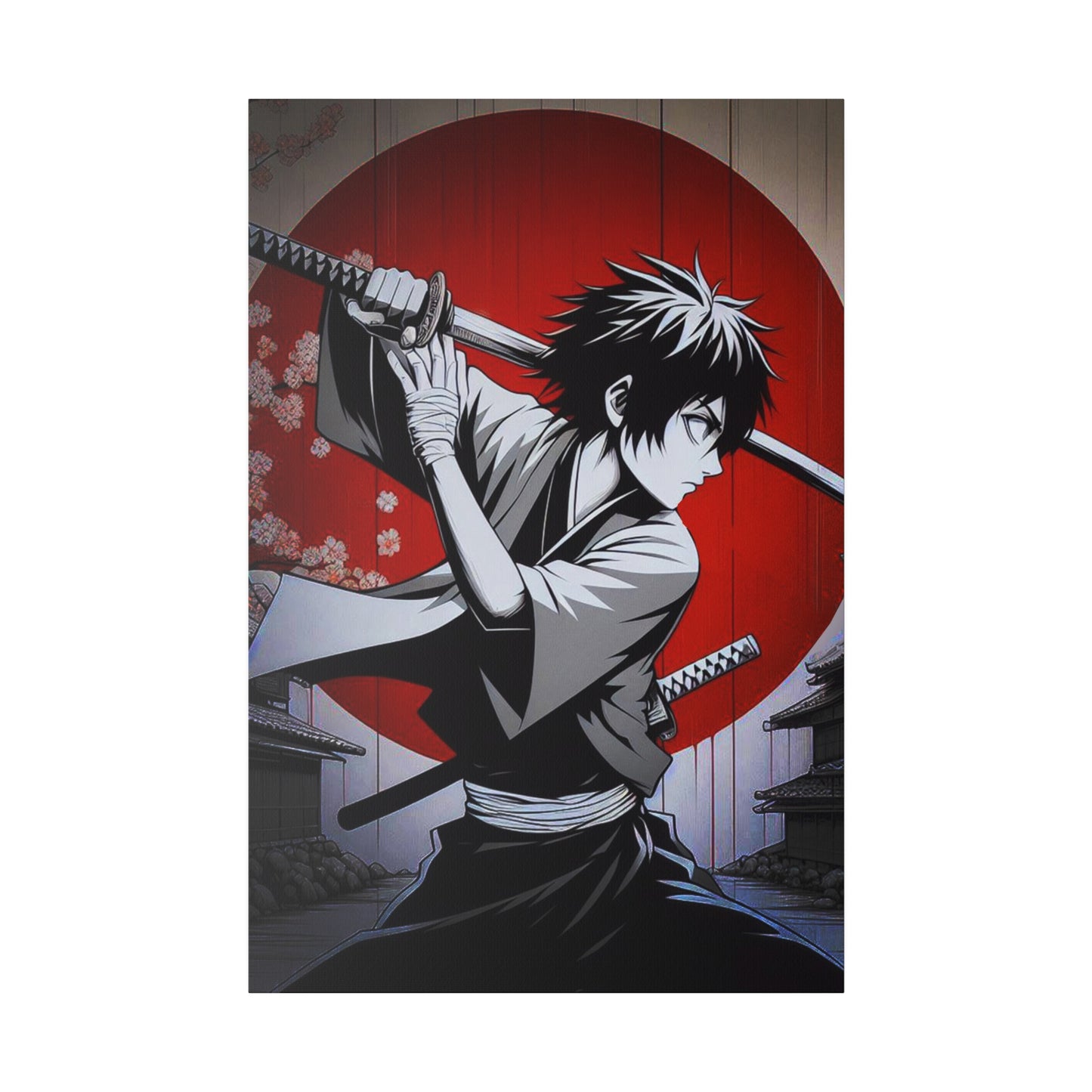 Samurai Silhouette: Honor in Shadows (Matte Canvas, Stretched)