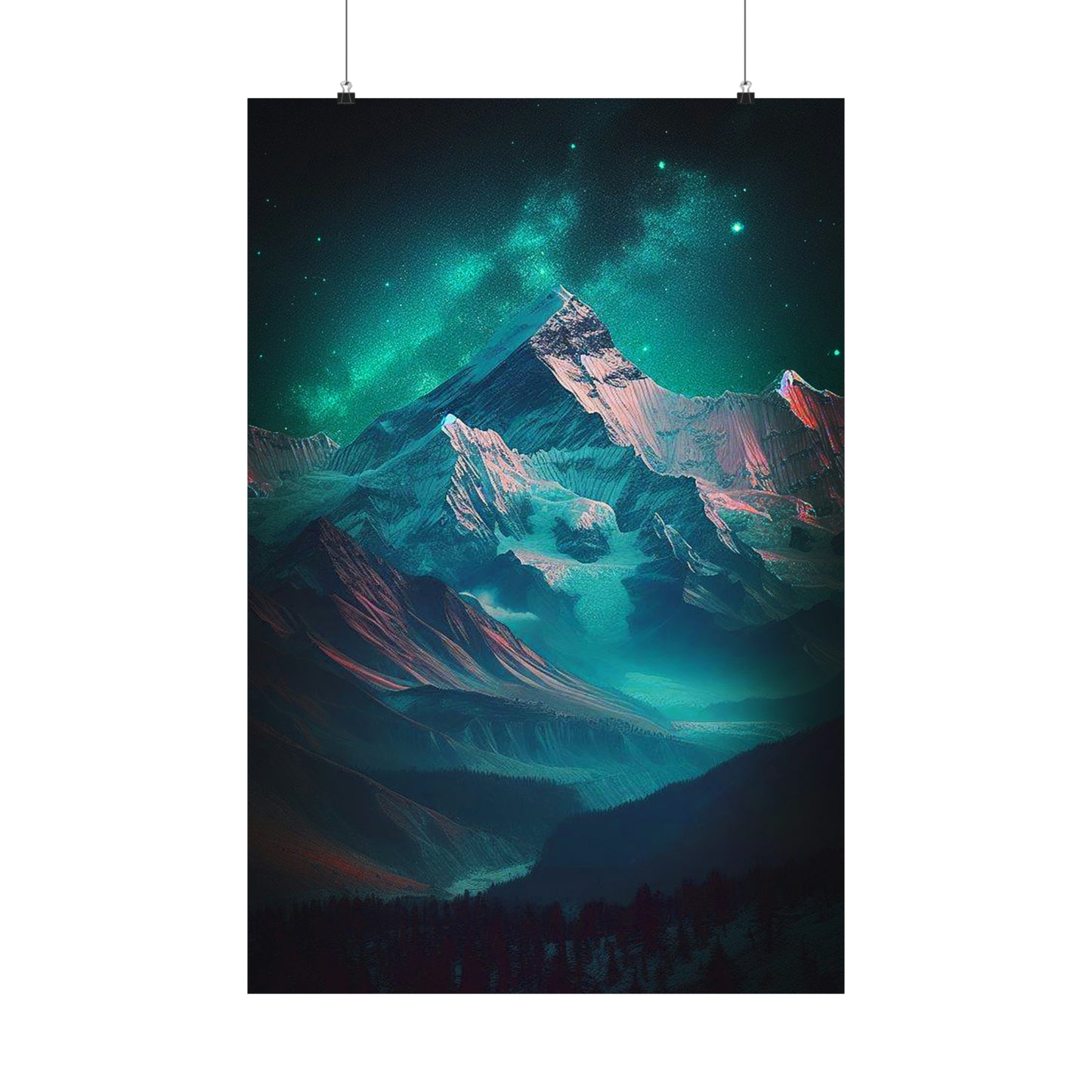 Starry Peaks: Nighttime Enchantment (Matte Vertical Posters)