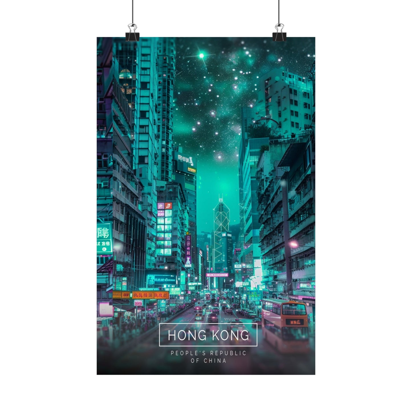 Neon Nightscape: Hong Kong (Matte Vertical Posters)