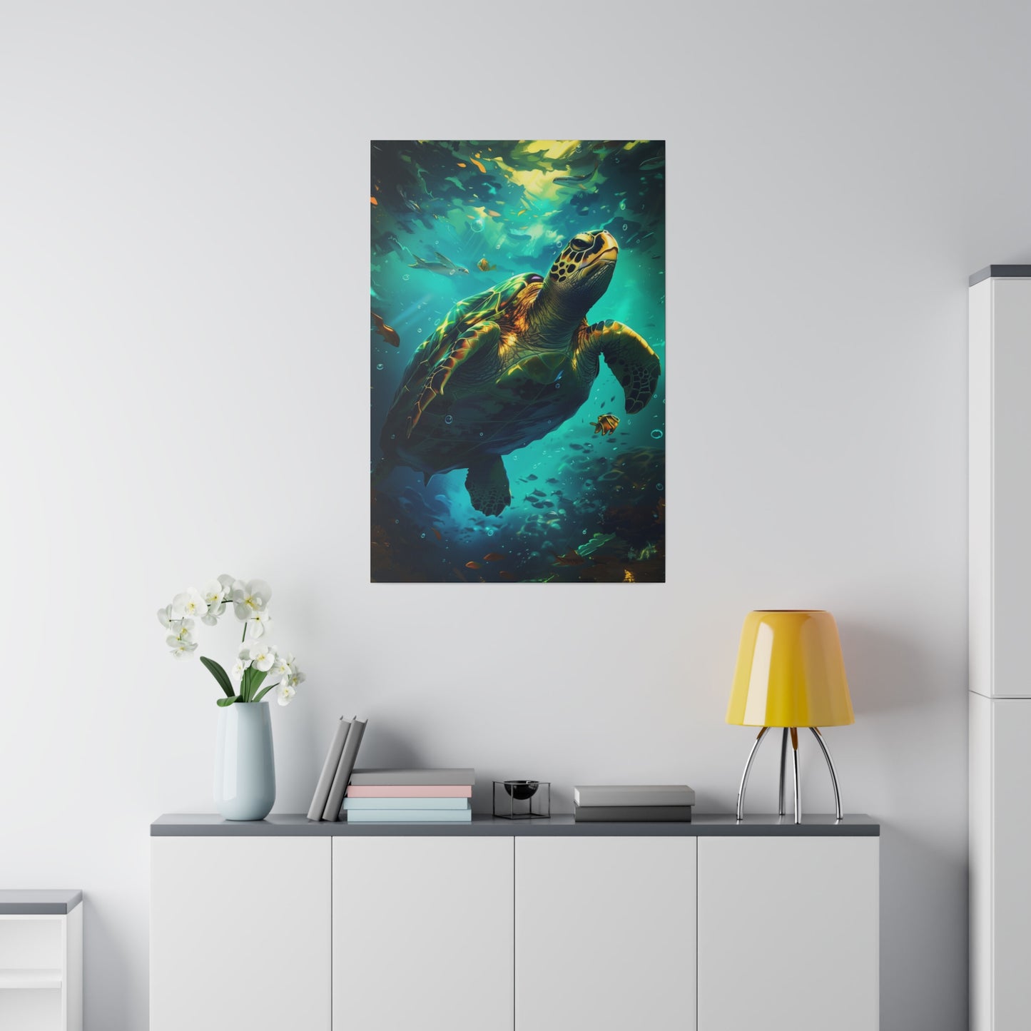 Underwater Sea Turtle (Matte Canvas, Stretched)