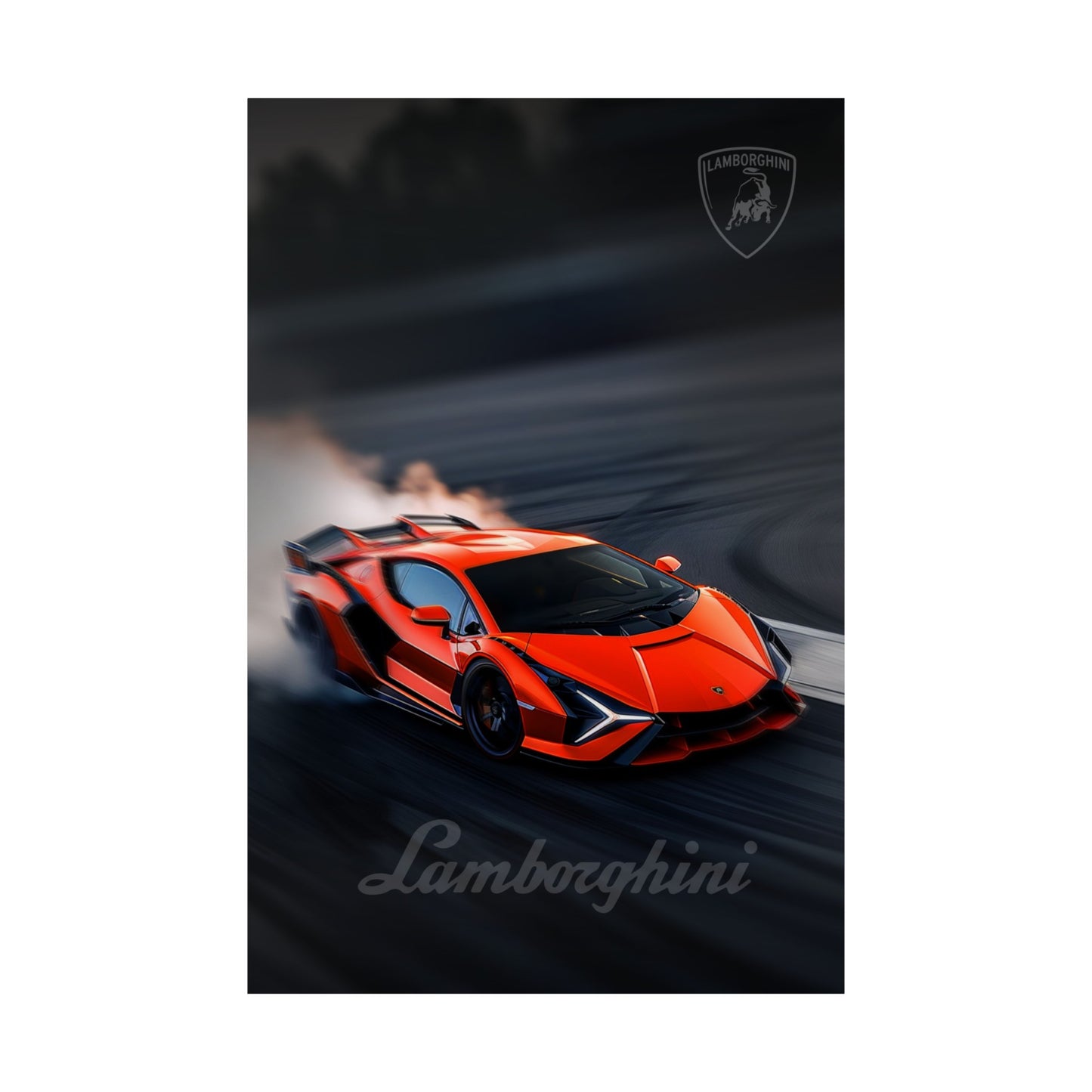 Red Lamborghini Drift (Matte Vertical Posters)