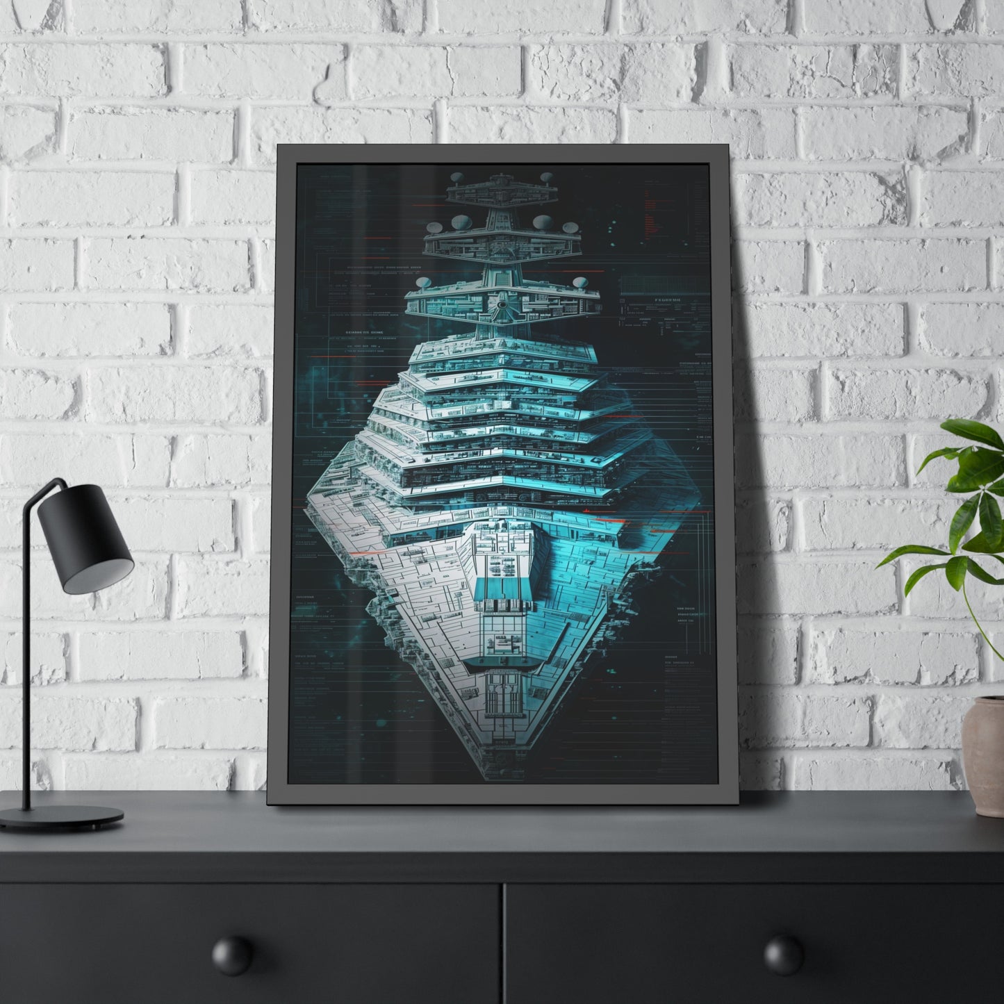 Interstellar Vessel: Technical Blueprint (Framed Paper Posters)